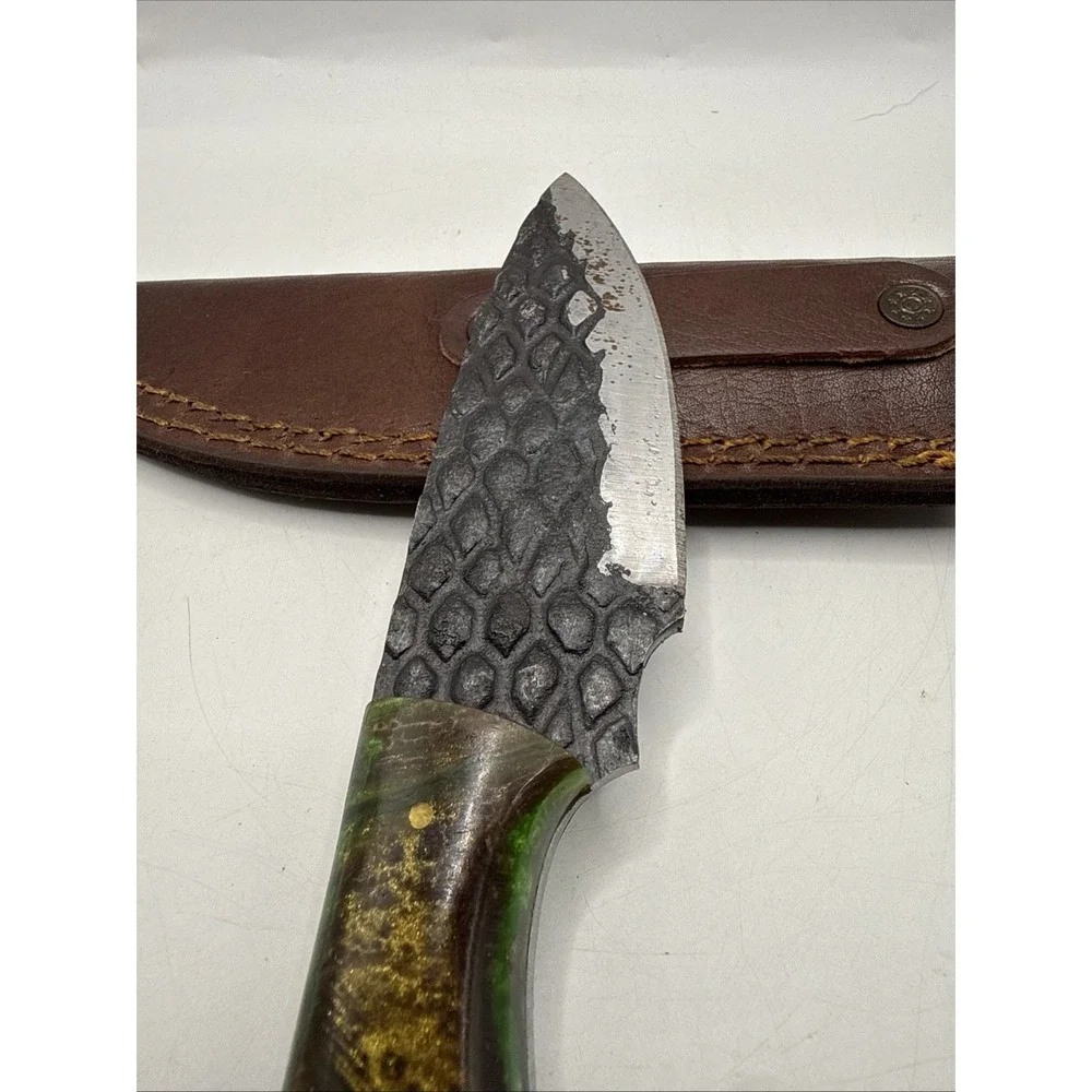 Custom Handmade Fixed Damascus‎ Steel Hunting Camping Fishing Knife w/ Sheath